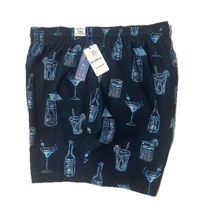 Caribbean Big & Tall 2XB Swim Trunks Mens Lined Board Shorts Tiki Cocktail Print